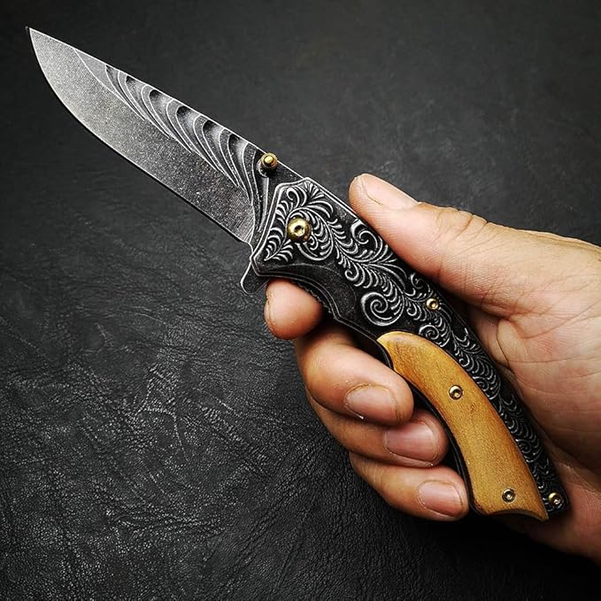 Engraved Pocket Knife Upgraded Multitool with Safety Locking Blade