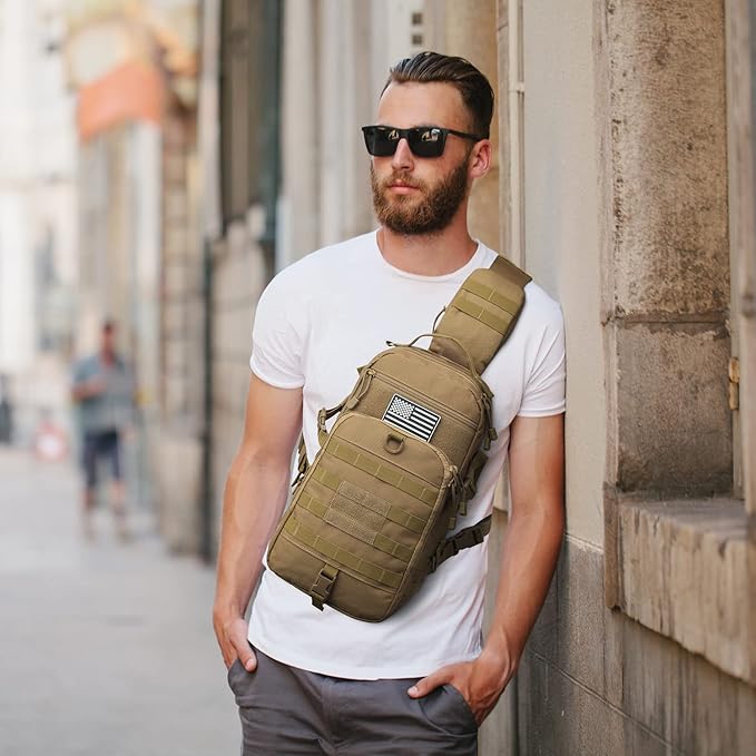 G4Free EDC Bag Tactical Sling Bag Backpack Molle Chest Shoulder Assault Pack Rectangular Outdoor Daypack