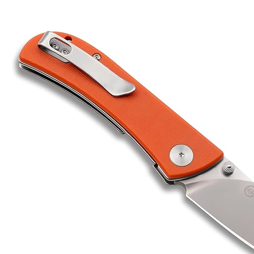 EIKONIC Knives HEAdesigns Fairwind Folding Knife 2.72 D2 Polished Drop Point Blade Orange G10 Handles Liner Lock - 220SOR