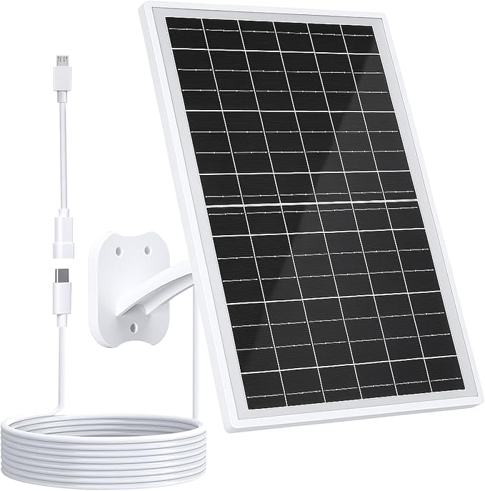 Zivif 13W Solar Panel for Outdoor Security Cameras USB-C Micro USB &amp 5.5x2.1mm DC Output 360° Adjustable Mount IP66 Waterproof 7.2FT Cable Compatible with Battery-Powered Cameras