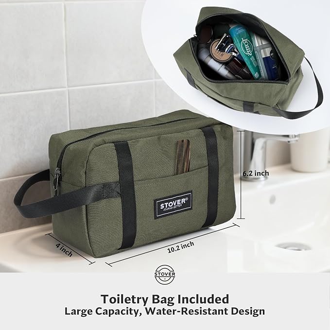 STOVER 45/80/100L Carry-On Rolling Duffel Bag with Wheels Medium Durable Travel Duffle w/Toiletry Bag Packable Foldable with Shoulder Straps- Use as Luggage or Backpack Men/Women (Green)