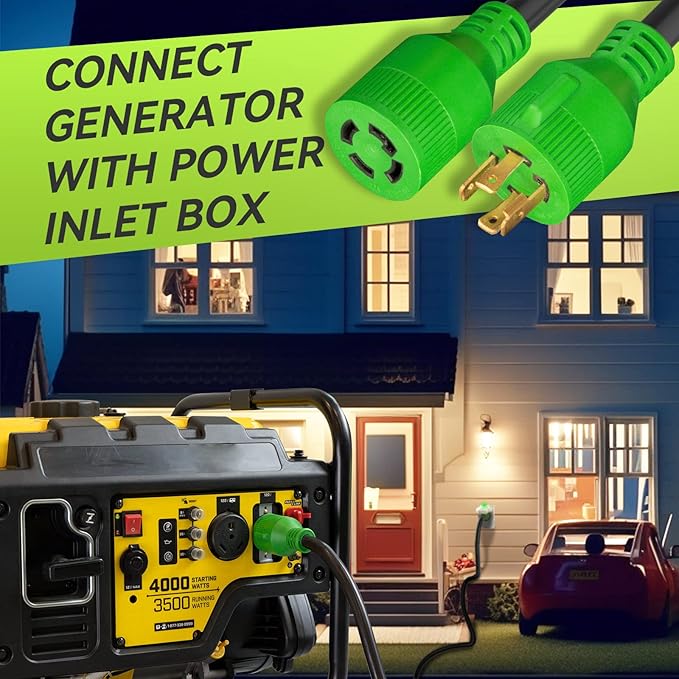RVMATE 30 Amp Generator Cord 4 Prong 50 Feet NEMA L14-30P/L14-30R 125/250V Up to 7500W 10 Gauge SJTW Generator Extension Cord ETL Listed