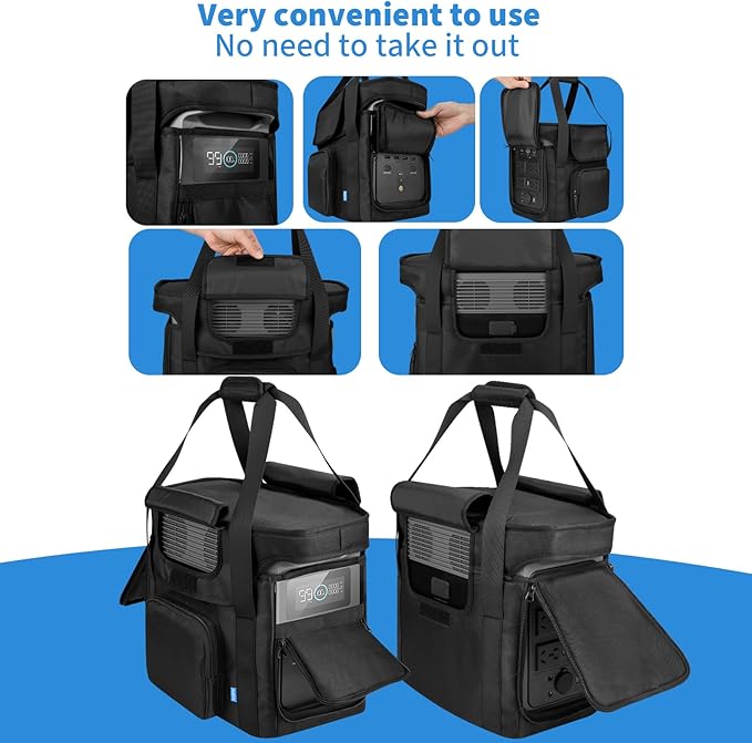 Xxerciz Travel Bag Compatible with ECOFLOW DELTA 2 Portable Power Station Heavy Duty Power Storage Case with Shoulder Strap Handle Generator Cover with Side Zippers Carrying Bag for Camping RV