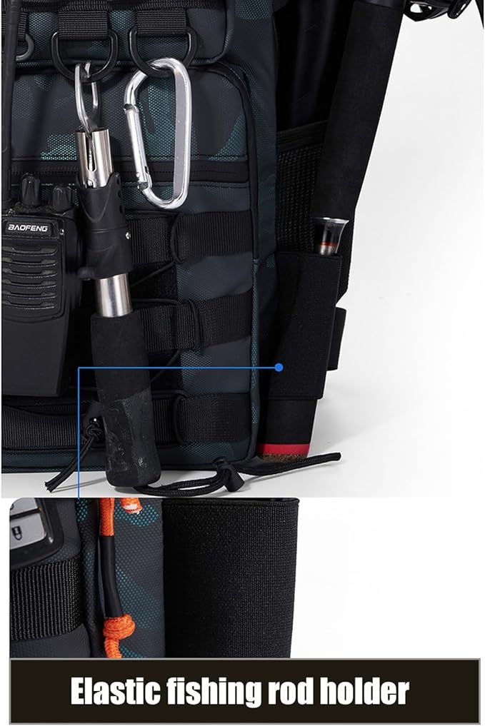 Fishing Backpack With Rod Holder Men's Shoulder Molle Bag Multifunctional Large Capacity for Hiking Travel Fishing(Gray)