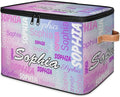Custom Storage Bins with Zipper Lid Personalized Pink Purple Fabric Lidded Storage Baskets Boxes Foldable Cubes Clothes Organizer Container