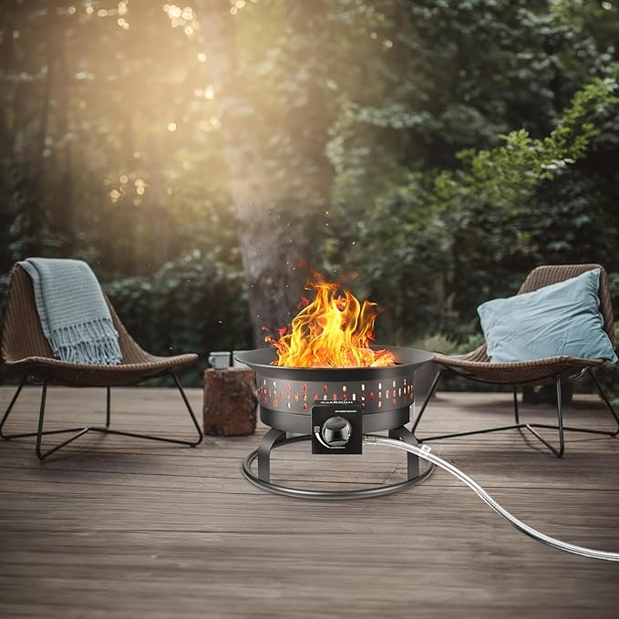 GasBRUH Outdoor Portable Propane Fire Pit 19-Inch60000 BTU with Cover&ampCarry KitCamping Propane Fire PitsGas FirebowlPortable Gas Fire Pit for Outside PatioBackyardCampingRVDeckTailgatin