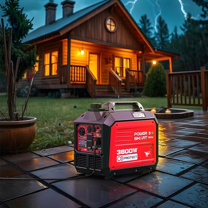 PowerSmart 3800 Watt Dual Fuel Inverter Generator Quiet Portable Gas Propane Powered with CO Sensor and RV Ready Outlet 149cc 4-Stroke OHV Engine for Home Backup Camping and Tailgating