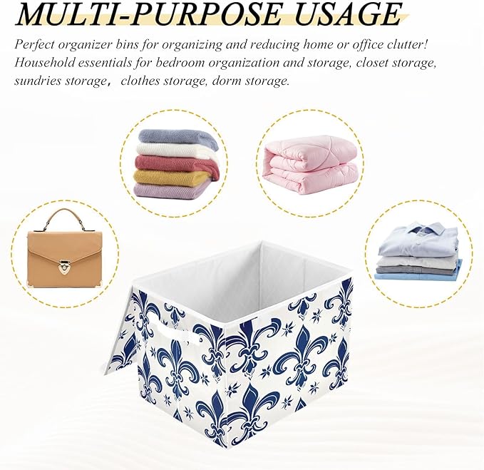 Storage Baskets with Lids Mardi Gras Collapsible Bins Stackable Fabric Linen Baskets Closet Organizer Container for Decorations 16.5x12.6x11.8