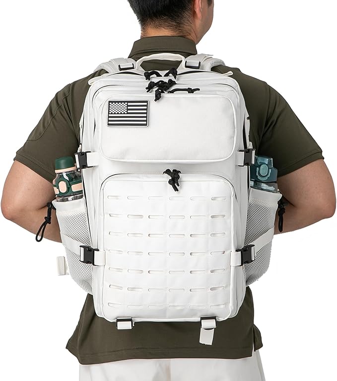 QT&ampQY 25L/45L Military Tactical Backpack For Men Molle Daypack 3 Day Bug Out Bag Hiking Rucksack With Bottle Holder
