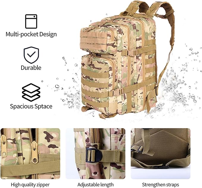 Military Tactical Backpacks 45L Assault Pack Bag Large Rucksack with MOLLE Webbing System For Men Camping Hiking Trekking