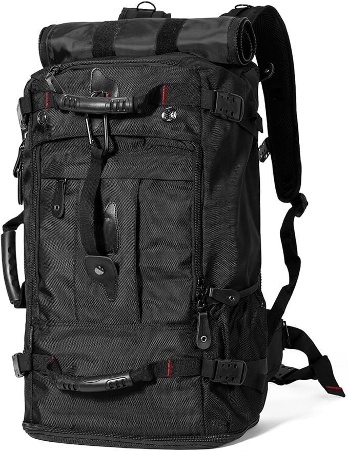YOUMIAN Large Capacity For Travel Hiking Sports Carry On Backpack Durable Convertible Duffle Bag Laptop airplane (black 60L-Large)