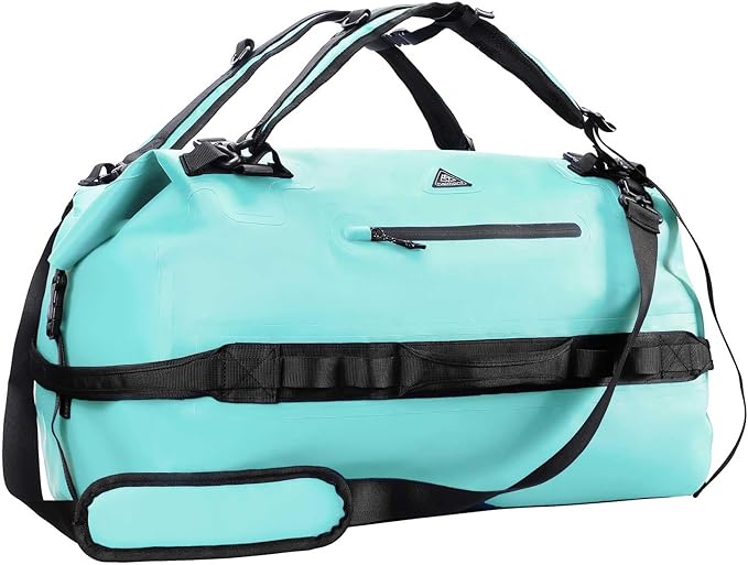 Haimont Large Waterproof Duffel Backpack Roll-Top Heavy Duty Dry Duffle Bag for Boating Travel Motorcycle Kayaking Camping 60L