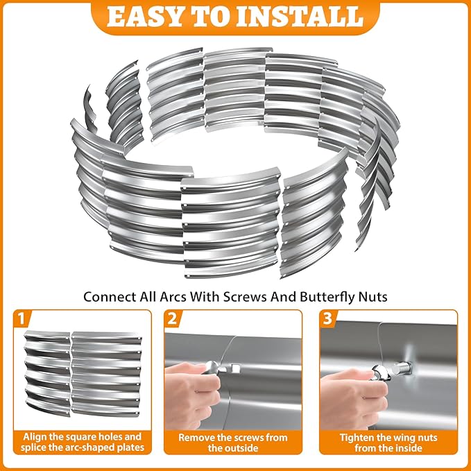 Metal Fire Pit Ring/Bonfire Fire Ring- 48 Inches Diameter 0.7 MM Thick1.5 ft High Durable and Stylish for Outdoor Fire PitsPatios and Camping (Silver 4X4X1.5 ft)