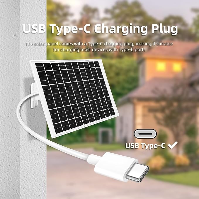 4 Pack 7W Camera Solar Panel Charger Compatible with eufyCam 3/S330 3C/S300 S350/C220/C210 eufy SoloCam S220/S340/C210 Camera Solar Charger with 9.3FT Type-C Charging Cable Cord &amp Micro USB Por