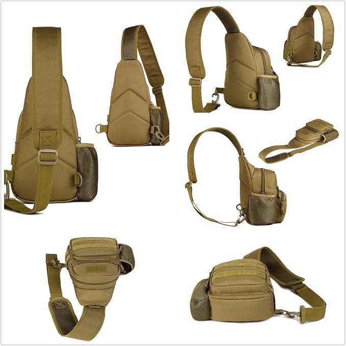UNISTRENGH Tactical Sling Bag Chest Pack Molle Daypack iPad Mini Military Shoulder Bag Crossbody Duty Gear Backpack (ACU Camouflage)