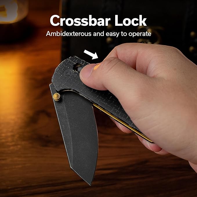 CIVIVI Yonder Folding Pocket Knife for EDC Crossbar Lock Knife with 2.88 14C28N Blade Micarta Handle Small Lightweight Knife Gifts for Men Women Camping Hiking Designed by Zac Whitmore C23073B-2