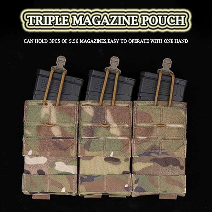MOLLE Tactical Field Pouch Set Detachable Triple-Compartment Mag Bag and Expansion Pack Camo Dual-Purpose Belly Pouch