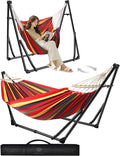 Anyoo 2 in 1 Hammock and Swinging Chair with Collapsible Steel Stand &amp Carrying CasePortable &amp AdjustableEasy Set Up for OutdoorIndoorPorch SwingPatioGardenCamping Trip