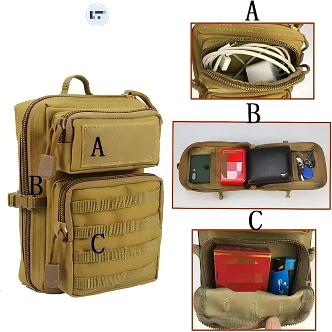 MOLLE Utility Pouch Everyday Carry Tool &amp Phone Waist Pack with Hook Loop Panel Compact Outdoor Medical Organizer