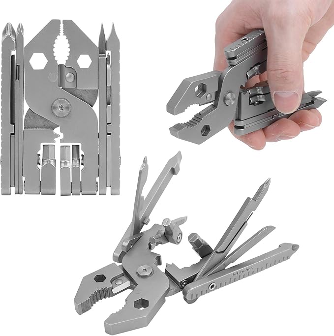 25 in 1 Multi Functional Foldable Pliers Kit Made of Durable 420 Stainless Steel Includes Knife Wrench excellent for Outdoor Adventures like Camping Picnic Fish