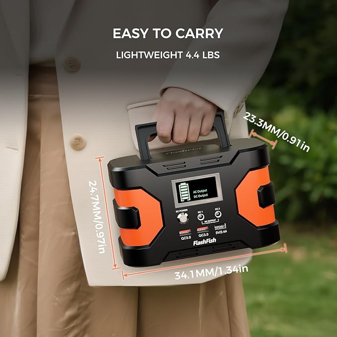 FF FLASHFISH 166Wh Portable Power Station 150W Solar Generator with AC/Quick Charge USB/DC Outputs Backup Power Battery Pack for Camping CPAP Travel Home Emergency