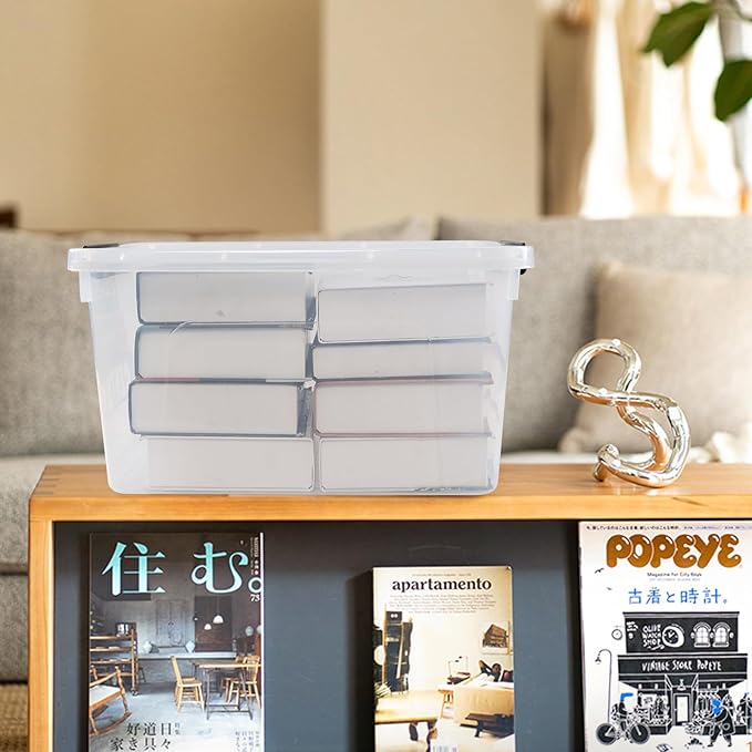 20-Quart Plastic Bins with Lid Clear Plastic Boxes with Handles 4-Pack
