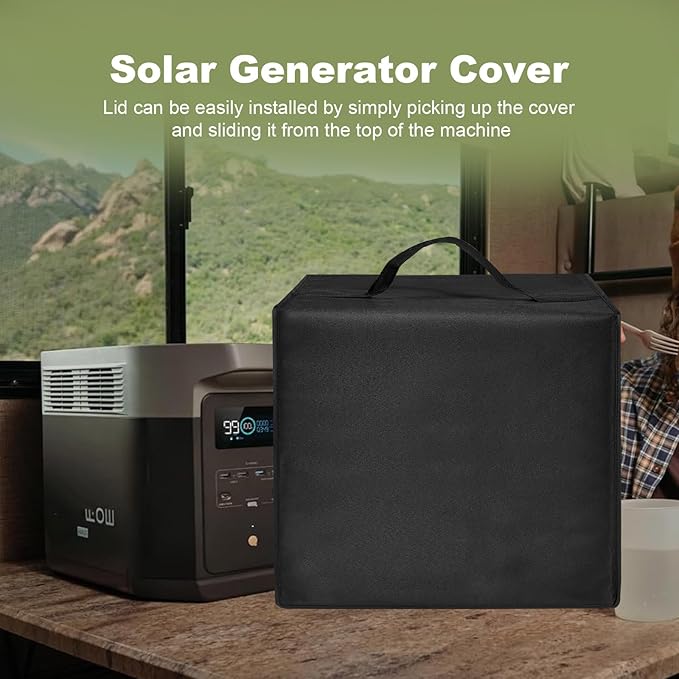 Power Station Dust Cover Heavy Duty Waterproof Anti-static Nylon Case for EF ECOFLOW Portable Power Station DELTA 2 Max/DELTA 3 MaxEssential Home Solar Generator Cover for Home Use (Black)