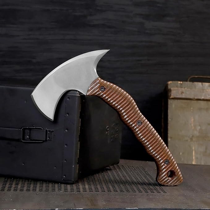 AncientSmithy Tactical Tomahawk Full Tang Axe 11.22 Throwing Hatchet with Sheath - Small Bushcraft Survival Axes Handmade with Composite Handle