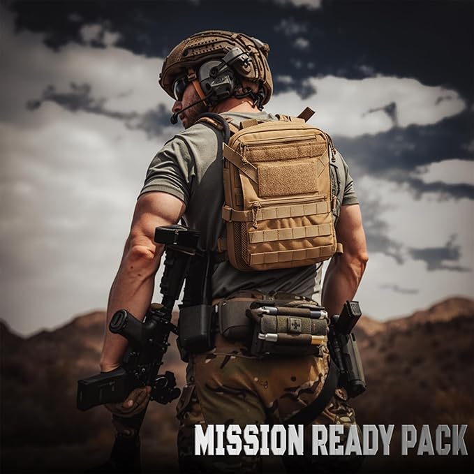 ABP Tactical MOLLE Hydration Backpack Military Assault Vest Back Panel Pack for Men Training Hiking Airsoft with 2.5L Bladder