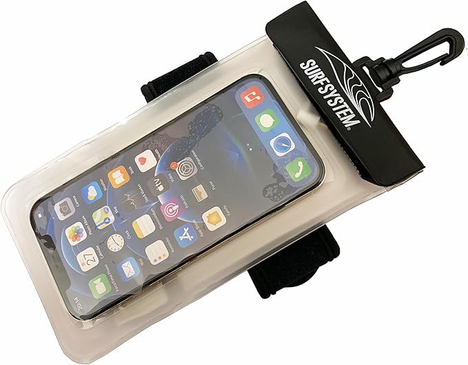 SURF SYTSTEM Floating Waterproof Pouch w/Neoprene Armband + Audio Jack for Smartphone + Screen Touch Functionality - Drybag Case iPhone Android for Surfing Bodyboarding Fishing Boating Kayaking