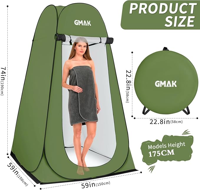 GMAK Pop Up Privacy Shower Tent Portable Pop Up Beach Dressing Changing Room UV/Rain Outdoor Privacy Shelter Camping Tents Shower Room Toilet Shelters for Outdoor Hiking Beach Picnic Fishing Green