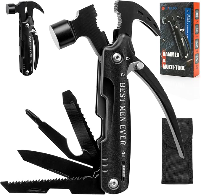 BIBURY Multi-Tool Gifts for Him 12 in 1 Hammer Multitool Gifts for Men Gift for Dad Who Have Everything Mens Valentines Day Gifts Cool Gadgets for Boyfriend Husband