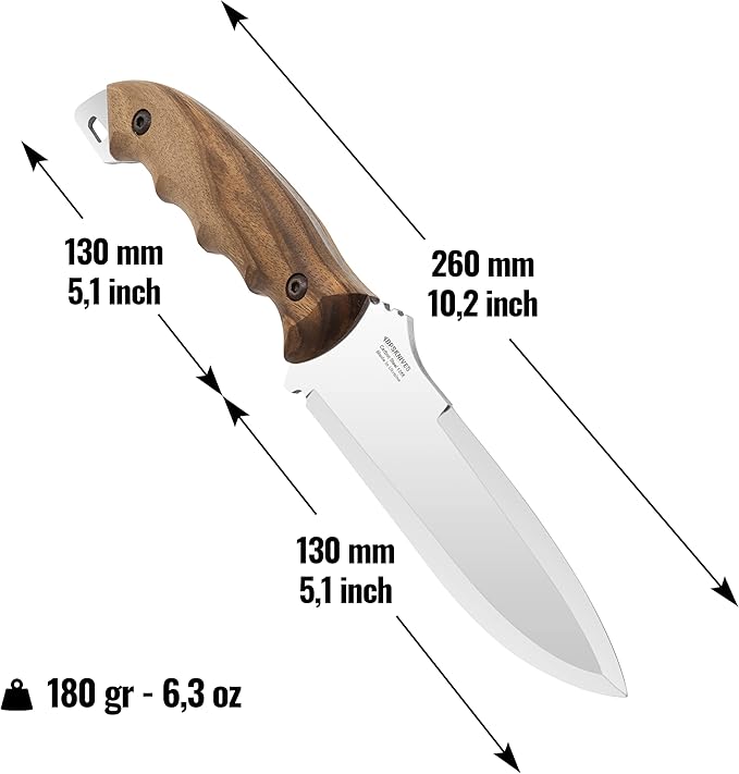 BPSKNIVES HK2 CSH - Handmade Carbon Steel Knife - Fixed Blade Full Tang Camping Knife - Hunting Bushcraft Knives With Leather Sheath - Outdoor Scandinavian Camp Knives