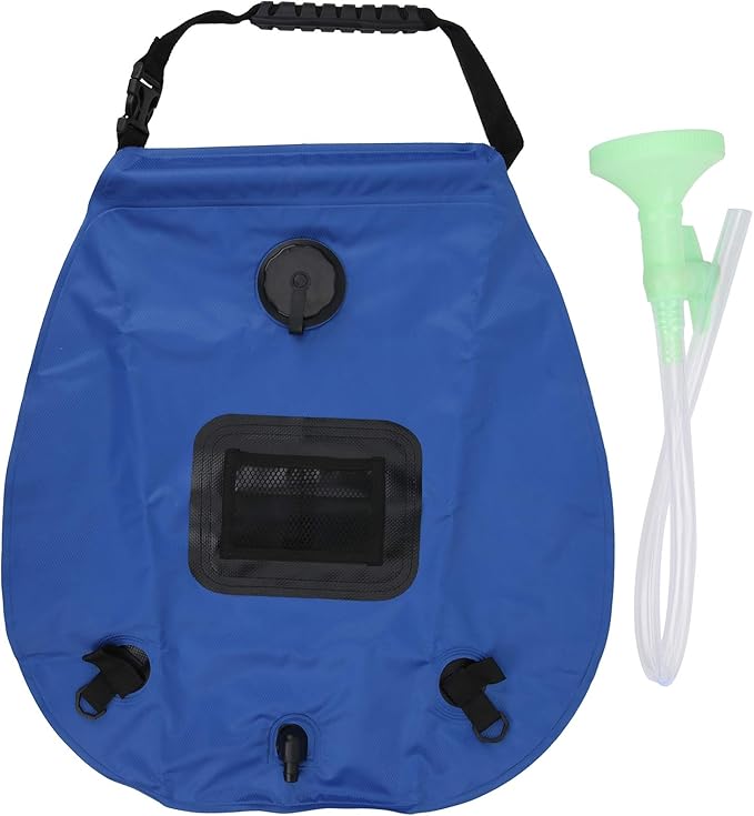 Outdoor 20L Solar Power Shower Bag Camping Portable Sun Heated Bath Bag with Shower Head Blue 435.0g