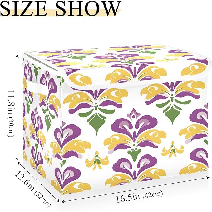 Graffiti Mardi Gras Logo Pattern Foldable Storage Baskets Fabric Boxes with Handle Organizers with Flip-Top Lids Storage Bins for Home Bedroom Office