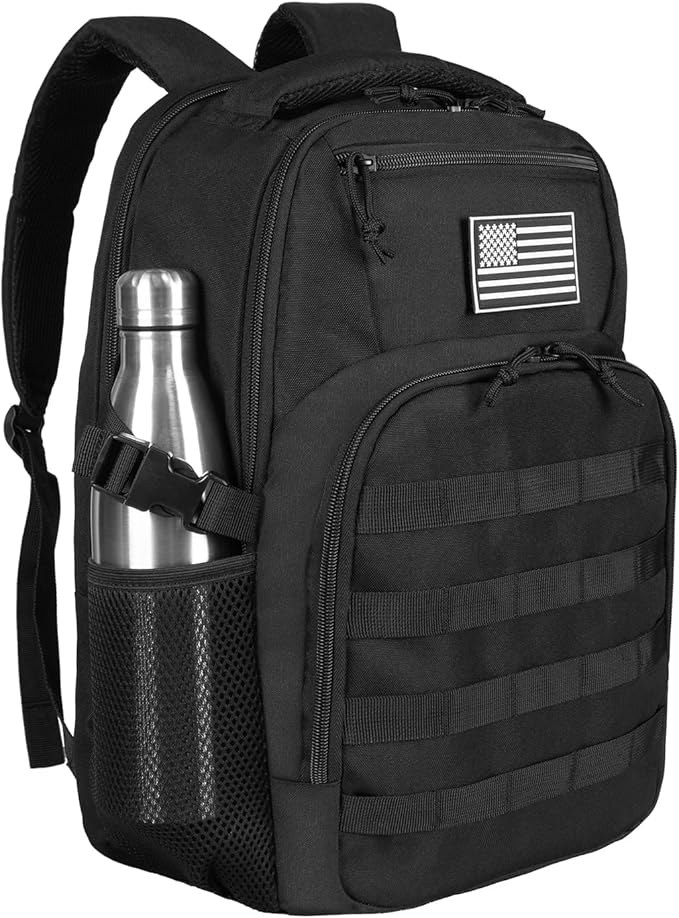 30L Military Tactical Backpack Small Army Molle Assault Bag 3 Day Daypack for Men Hiking Camping Work Balck Tactical Backpack with Water Pouches