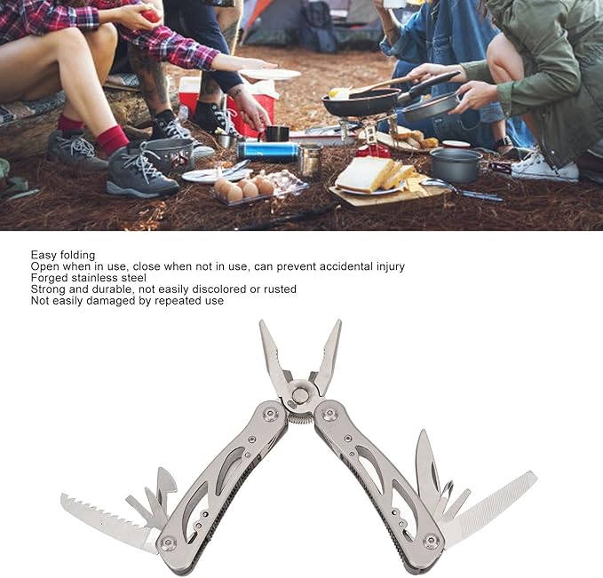 Professional 11 in 1 Multitool Pliers Stainless Steel Foldable Camping Tool with Storage Bag for Outdoor Adventures Survival Gear 6 Inch