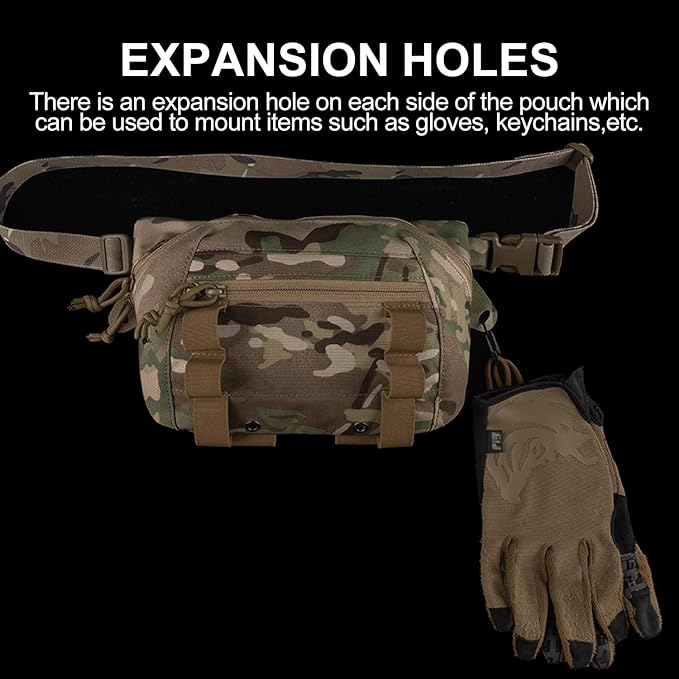 Zhongren Tactical Drop Waist Pouch Adjustable Waist Belt Bag Molle Tool Pouch with Hook and Loop for Tactical Vest Chest Rig (Tan)