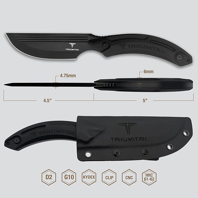 Tactical Knife Hunting Knife Survival Knife D2 Straight Back Blade G10 Handle Kydex Sheath Molle Clip Fixed Blade Knives Camping Accessories Camping Gear Survival Kit Survival Gear And Equipment Tacti