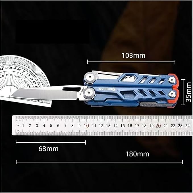 Multi Functional Stainless Steel Outdoor Emergency Knife Shear Combination Pointed Nose Camping Hiking Pliers(Blue)