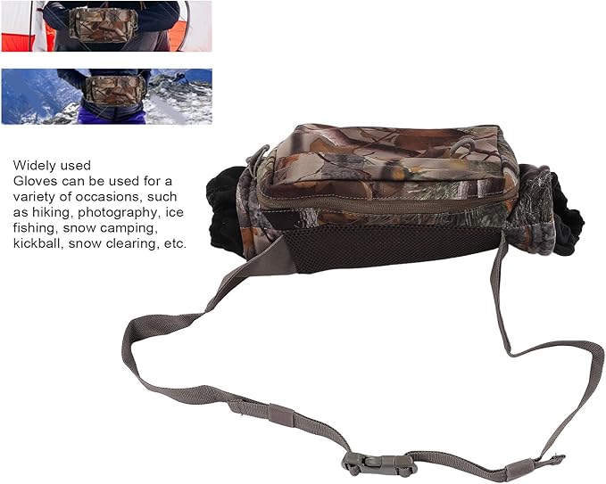 Warm Hand Muff Waist Bag Hand Warmer Pouch Camping Warm Gloves Belt Bag for Outdoor Activities with Camping Fishing Gloves Holder