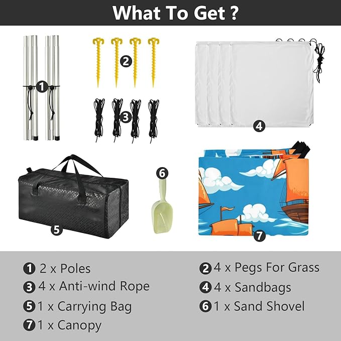 xigua Orange Sails Beach Tent Sun Shelter with Carrying Bag - Silver Coated Oxford Fabric Beach Canopy for Beach Camping Fishing - Includes Windproof Ropes Sandbags &amp Stakes