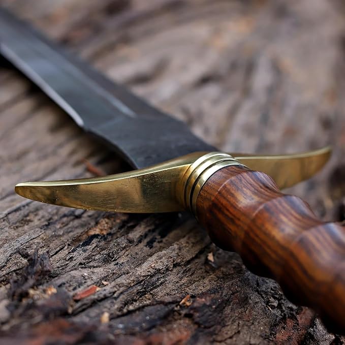Dark Warrior - 36” Handmade Power The Real Medieval Viking Damascus Steel Handmade Sword with Leather Sheath Damascus Steel Double Edge Vikings Sword Gift for Him