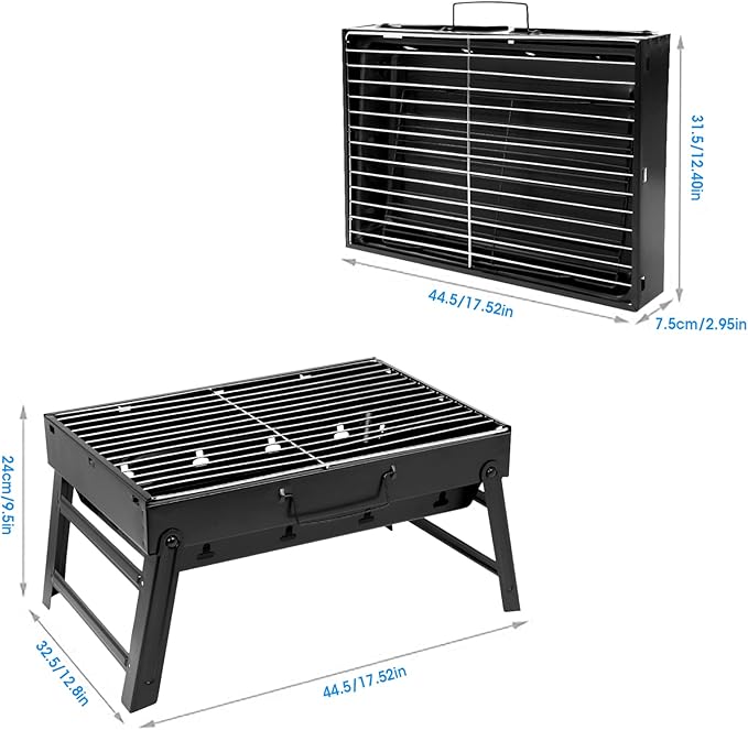 Uten Charcoal Grill BBQ Grill Folding Portable Lightweight smoker Grill Barbecue Grill Small desk Tabletop Outdoor Grill for Camping Picnics Garden Beach Party 17''x11.6''x 2.6''