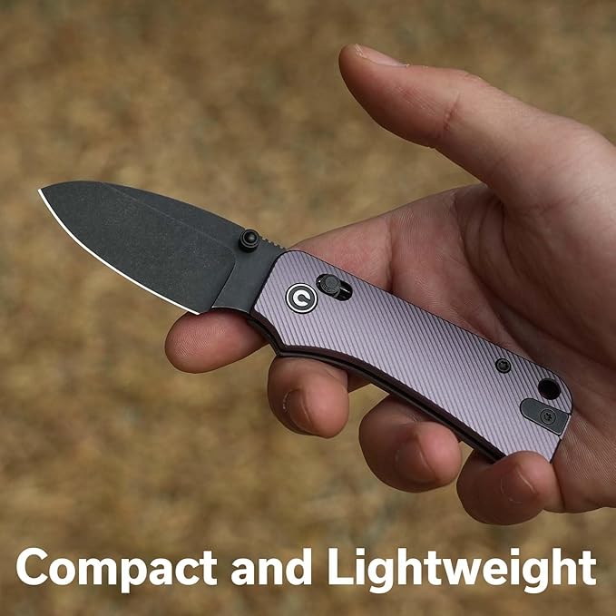 CIVIVI Small Pocket Knife for EDC Baby Banter 2 Crossbar Lock folding Knife with 2.34 Nitro-V Blade Aluminum Handle Titanium Thumb Stud Opener C23074-2