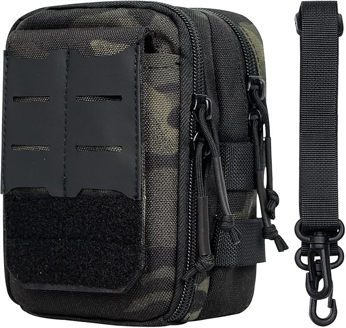 Multipurpose EDC Utility Gadget Pouch Molle Hip Waist Belt Bag Universal Cell Phone Holster Outdoor Wallet Nylon Case Camping Hiking Gear Tool Organizer (D)