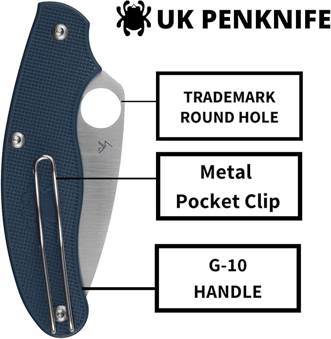 Spyderco UK Penknife Folding Pocket Knife with 2.9 CPM SPY27 Steel Blade and FRN Handle - EDC Knife for Men and Women Perfect for Hunting Tactical Camping Survival Hiking - PlainEdge - C94PCBL