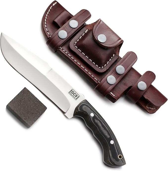 GCS Handmade D2 Steel Hunting Knife with Micarta Handle Full Tang Blade and Leather Sheath for Hunting Hunting Camping Survival EDC-GCS 959