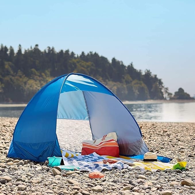 Pop Up Beach Camping Tent UPF 50+ for Uv Sun Protection Waterproof Sun Shades Beach Umbrella for Family for Outdoor Patio Fishing Picnic Pool Parties (Green)