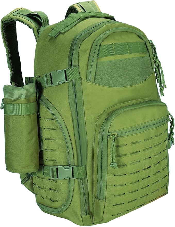 LiveGo 45L Military Tactical Backpack Hiking Trekking Rucksack with Water Bottle Sleeve - Suitable for Hiking Climbing Traveling (Green)